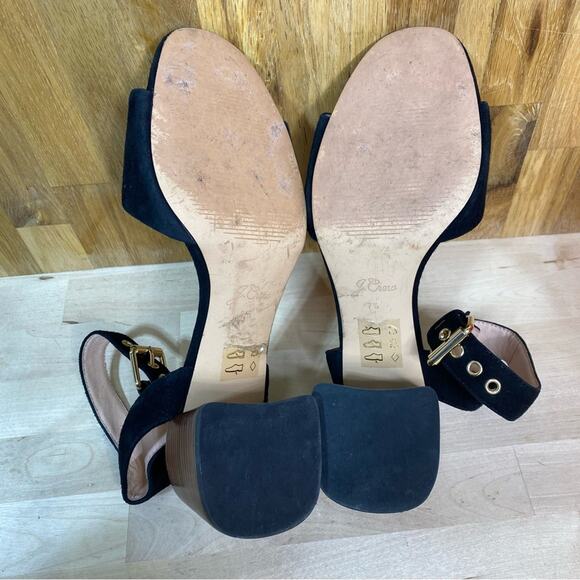 J Crew Penny Buckled Ankle Strap Sandals in Black Suede - Picture 8 of 11